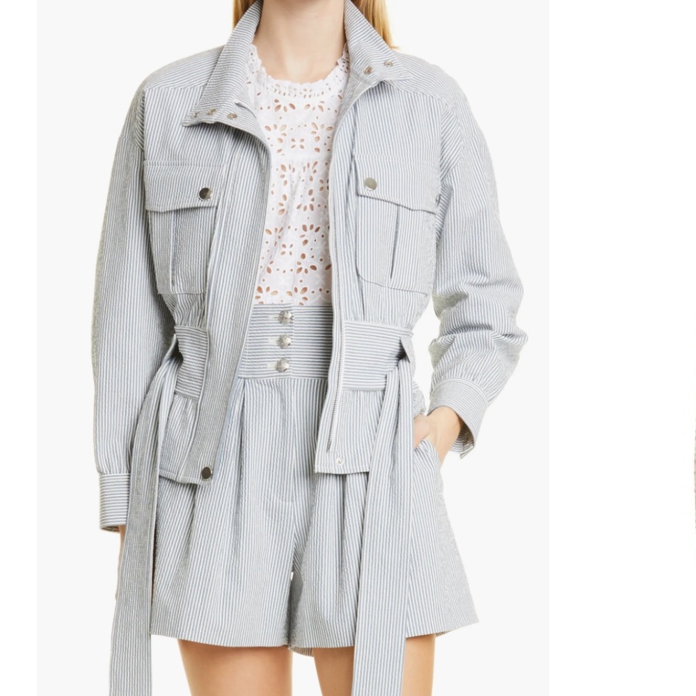 NWT $648 Veronica Beard York Seersucker Jacket in size XL!